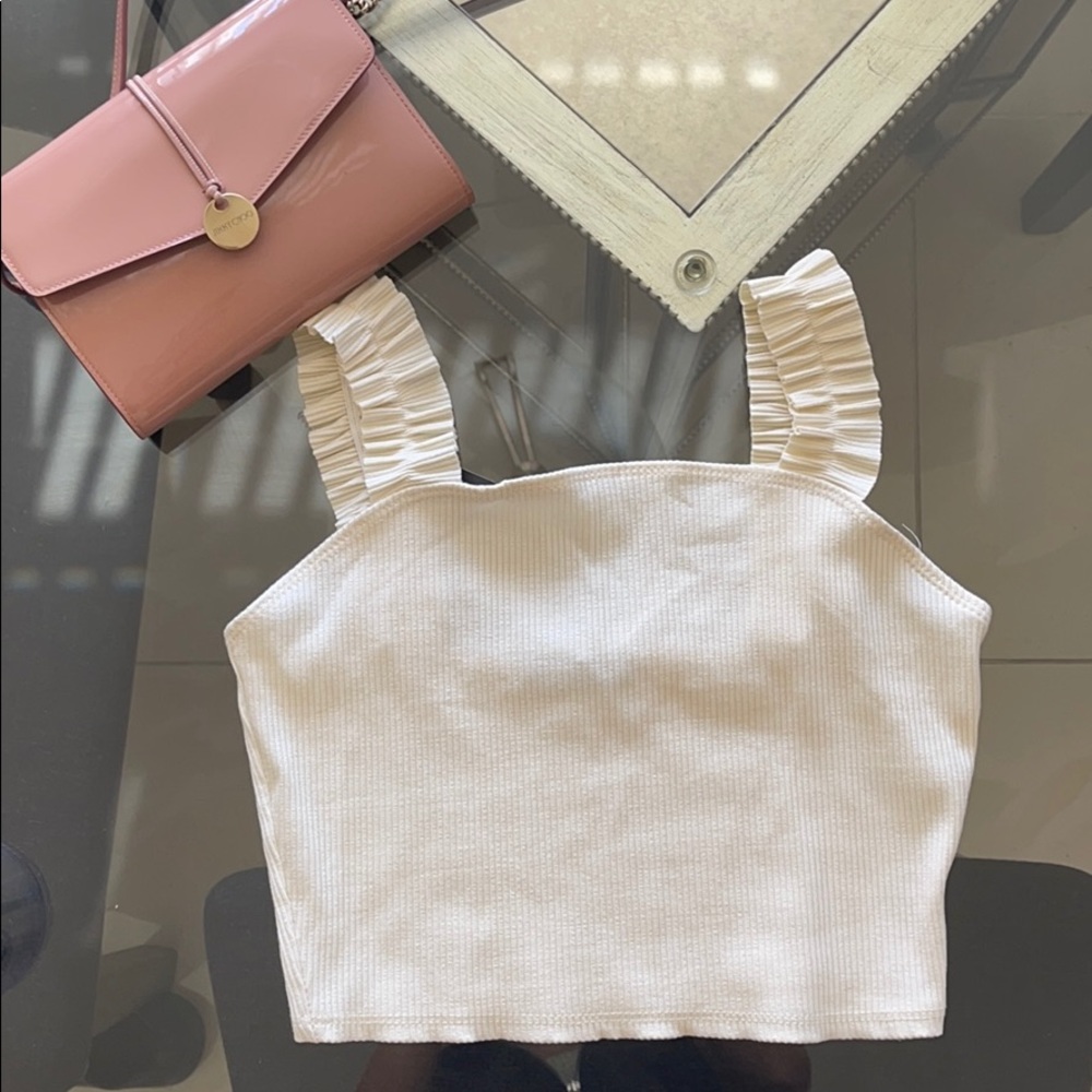 Crop top with ruffle straps